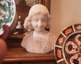 Art Deco Italian Alabaster Bust of a Young Maiden
