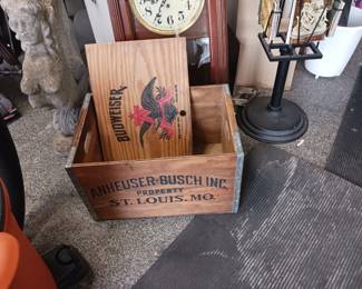 Anheuser-Busch wood crate with a checkerboard top