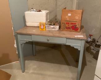Antique Marble Top Farm Table