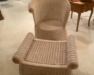 Pier One Wicker Chair w/Ottoman