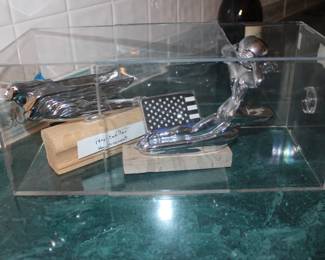 Flying Lady 1941 Cadillac Hood Ornament and Atlast with Light Hood Ornament