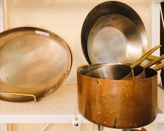Copper Cookware: pots and pans and skillets