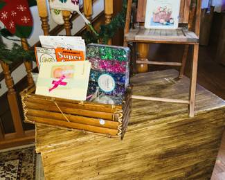 Large toy / blanket chest - mini folding chair