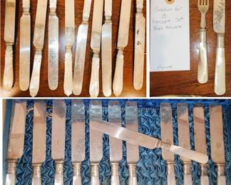 Pearl-handle knife and flatware sets (silver plate)