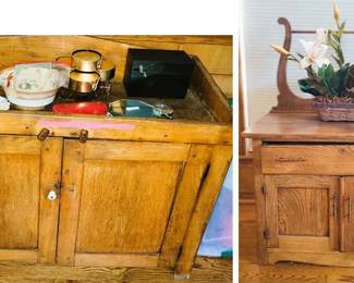 Antique wood dry sink / wash stands