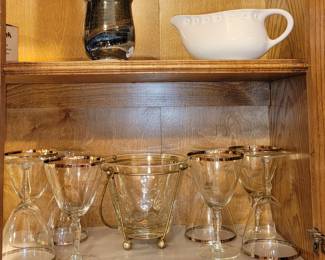 Vintage platinum edge stemware