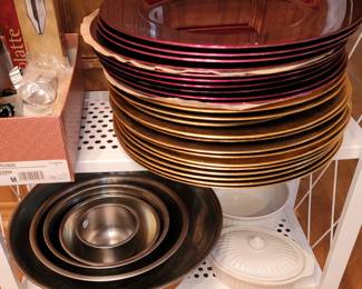 Chargers and stainless mixing bowls