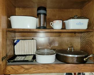 Corning Ware, knife set and skillet