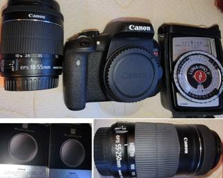 Canon Digital Camera Rebel T6i Bundle + EFS 55-250mm lens and light meter