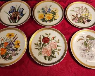 The Royal Horticultural 6pc 1980 Franklin Collector Porcelain Signed Plates