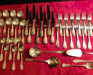 Silver Plated Supreme Cutlery By Towel Of Japan Shell 45pc