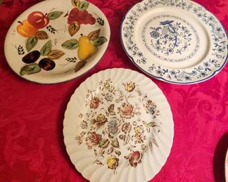 Popular Patterned China. 2 Platter And 1 Dinner Plare