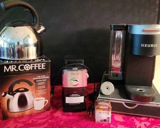 Coffee Or Tea NIB Mr. Coffee Whistling Tea Kettle Capresso Coffee Grinder And Keurig Single Serve P