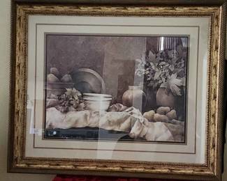 Mezzotint Still Life Print By Linda Thompson 46x38 Framed