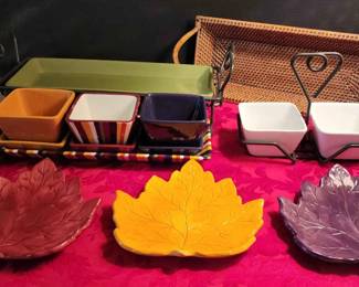 Warm Fall Colored Kitchen From Pampered Chef and 3 Mervyns Leaf Plates