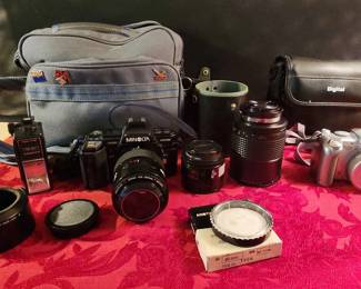 Minolta 7000 Maxxum With Extra Lens And Bag Cannon S2 IS Digital With Bag