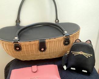 Kate Spade Basket Bag; "Cat" wallet; Pink Wallet