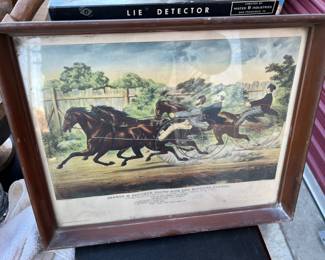 Vintage framed Carriage Horse race.