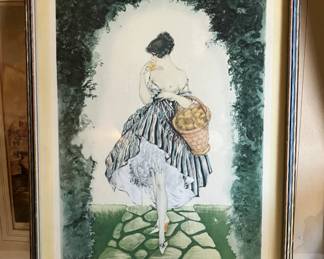 Louis Icart signed.  Original sticker from the Golden Rule department store. Roycroftware, pictures art and gift shoppe.
