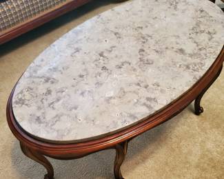 Oval Coffee Table with Gray marble.