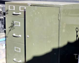 Vintage mcm metal file cabinet with built in safe.