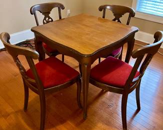 MCM cherry card table with 4 chairs