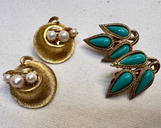 Vintage Linser and Trifari clip-on earrings