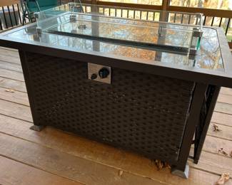 Wicker and glass gas patio heater