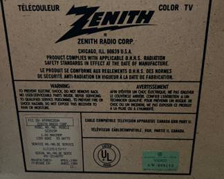 1984 Zenith Color TV: SZ2515M Space Command