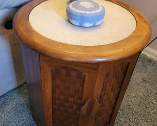 Wood end table with Marble inset
