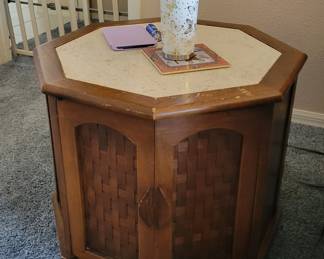 Wood end table with Marble inset