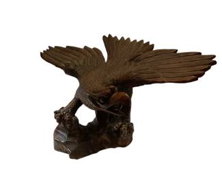 ROHU520 Hand Carved Wooden Eagle 14" high with wing span of 25". Weighs 9lbs. &nbsp;
