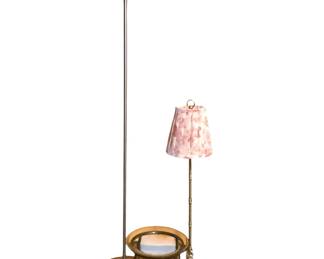 ROHU530 Floor Lamp, Bedroom Lamp And Candle Holder Hurricane Lamp Chrome Floor Lamp (56"x12"); Pink and Brass Lamp (31"x8"); Wrought Iron Hurricane (11"x9.5")
