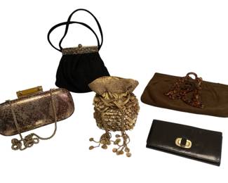 ROHU533 Selection Of Vintage Purses 5 bags - Guild Creations Black bag with beads needs some stitching inside on hinge. All others in good condition.
