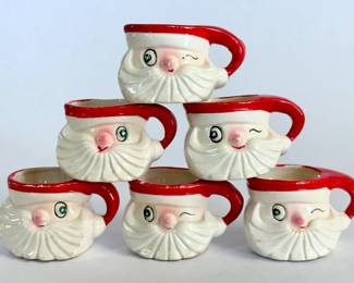 Vintage Christmas Santa Mugs Holt Howard