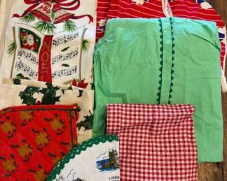 Vintage aprons and other linens