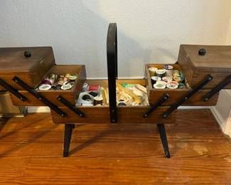 Vintage accordion sewing box