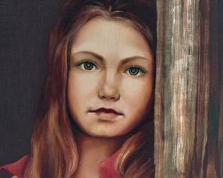 Closeup of framed print of original painting