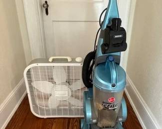 Hoover vacuum and Galaxy box fan