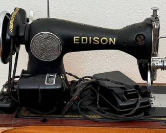 Vintage Edison sewing machine in case