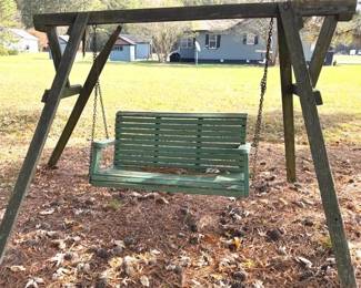 Outdoor wooden swing
