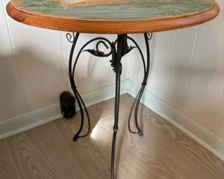 Wood painted tabletop with metal base