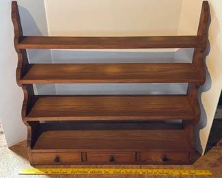 Wooden wall shelf with drawers