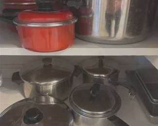 Assortment of pots and pans with lids