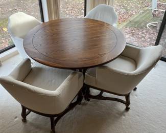 Vintage pub table with four chairs.