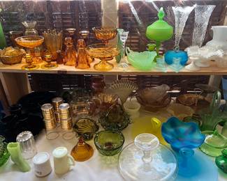 All colors and variety of glassware