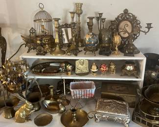 Large assortment of vintage brass and metals