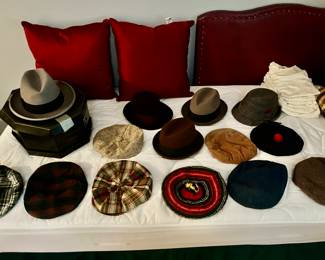 A collection vintage men’s hats. 