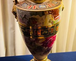 Large hand painted nippon vase approx 14 inches. 