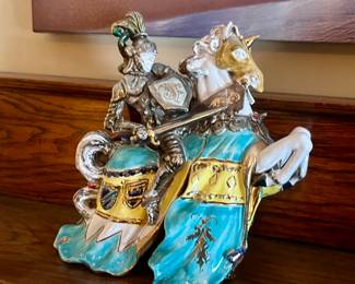 A fine pair of handprints Italian porcelain figures signed .